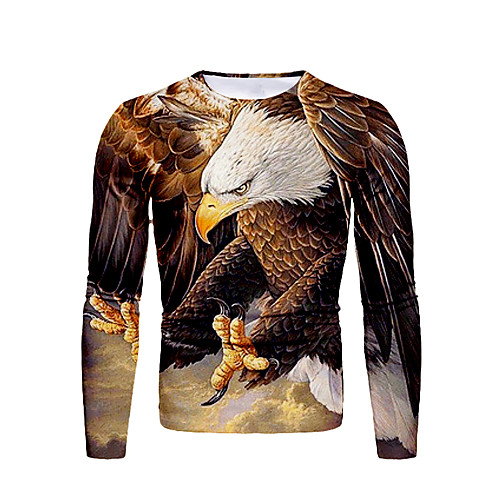 

Men's T shirt Graphic Animal Plus Size Print Long Sleeve Daily Tops Streetwear Black