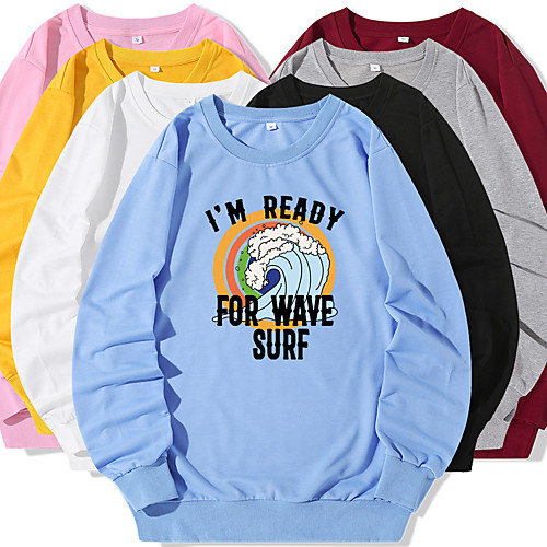 

Women's Sweatshirt Pullover Artistic Style Crew Neck Cartoon Letter Printed Sport Athleisure Sweatshirt Top Long Sleeve Warm Soft Oversized Comfortable Everyday Use Causal Exercising General Use