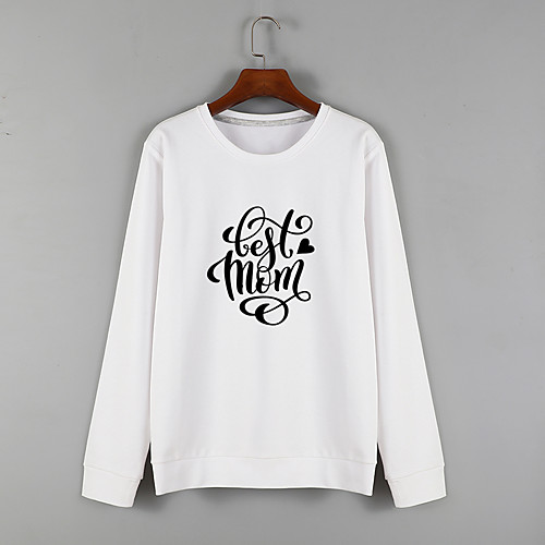 

Women's Sweatshirt Pullover White Blue Cartoon Crew Neck Fleece Cute Letter & Number Sport Athleisure Sweatshirt Top Long Sleeve Warm Soft Comfortable Everyday Use Causal Exercising General Use