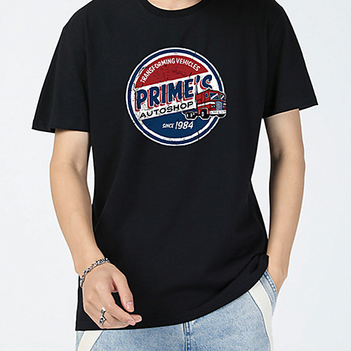 

Men's T shirt Tee / T-shirt Black White Blue Pink Cartoon Oversized Crew Neck Cotton Car Letter Printed Cool Sport Athleisure T Shirt Short Sleeves Breathable Soft Comfortable Plus Size Everyday Use