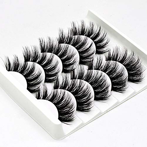 

5 pairs 3d false eyelashes handmade ultra light synthetic fibers 3d mink fake eyelashes reusable soft nature fluffy wispies long lashes with volume makeup eye lash extension set (3d-b)