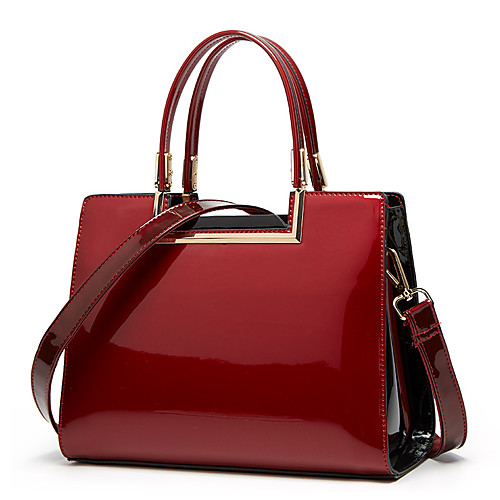 

Women's Bags PU Leather Satchel Top Handle Bag Zipper Daily Date Handbags Wine White Black Blue