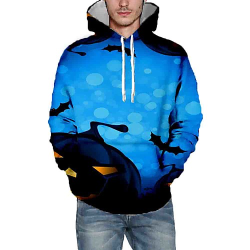 

Men's Pullover Hoodie Sweatshirt Graphic Animal Halloween Daily 3D Print Halloween Hoodies Sweatshirts Blue