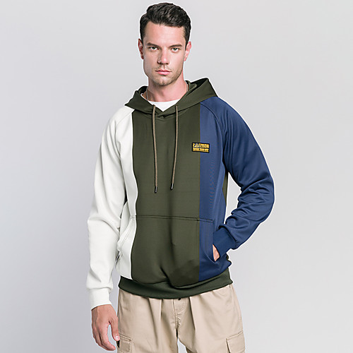 

Men's Pullover Hoodie Sweatshirt Color Block Daily Sports Other Prints Basic Hoodies Sweatshirts White Army Green