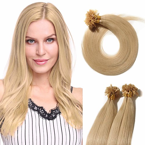 

Fusion / U Tip Hair Extensions Remy Human Hair Nail Tip Hair Extensions 50 pcs 50 g Pack Straight Brown 16-24 inch Hair Extensions