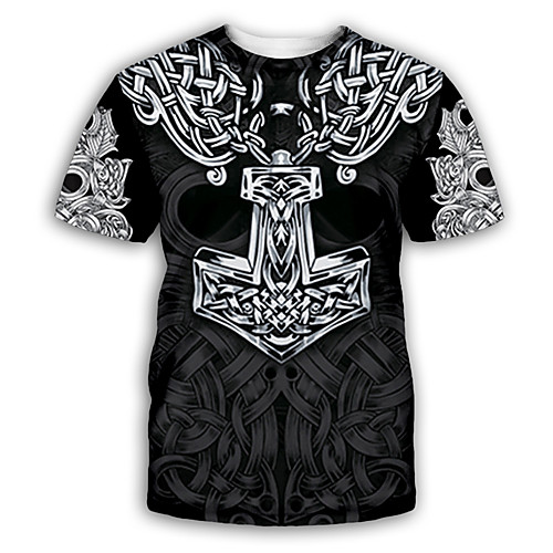 

Men's T shirt Graphic Print Short Sleeve Party Tops Exaggerated Black