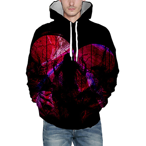

Men's Pullover Hoodie Sweatshirt Graphic Daily Going out 3D Print Casual Hoodies Sweatshirts Red
