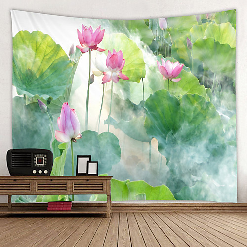

Beautiful Lotus in the Mist Digital Printed Tapestry Decor Wall Art Tablecloths Bedspread Picnic Blanket Beach Throw Tapestries Colorful Bedroom Hall Dorm Living Room Hanging