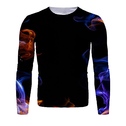 

Men's T shirt Graphic Print Long Sleeve Daily Tops Basic Elegant Black