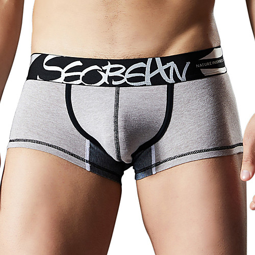 

SEOBEAN Men's Sports Underwear Shorts Boxer Briefs Bottoms Cotton Winter Fitness Gym Workout Performance Running Training Breathable Quick Dry Soft Sport Black Gray / Stretchy