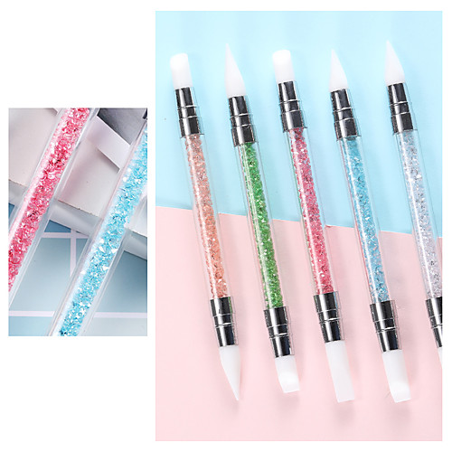 

Nail Art Silicone Pen 5pcs Hollow Engraving Embossing Pen Magic Mirror Chalk Nail Art Gel Tip Pen Soft Silicone Pen Nail Art