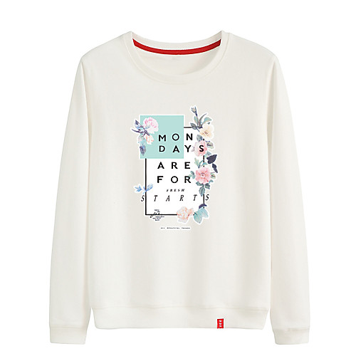 

Women's Sweatshirt Pullover Black White Pink Artistic Style Crew Neck Cotton Cute Flower Sport Athleisure Sweatshirt Top Long Sleeve Breathable Warm Soft Comfortable Everyday Use Causal Exercising