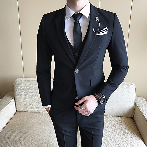 

Tuxedos Standard Fit Notch Single Breasted One-button Polyester Solid Color