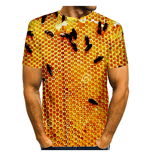 

Men's T shirt Graphic Short Sleeve Daily Tops Basic Elegant Yellow
