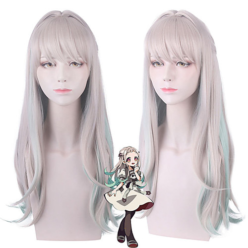 

Cosplay Costume Wig Cosplay Wig Nene Yashiro Toilet-bound Hanako-kun Curly With Bangs Wig Very Long Grey Synthetic Hair 32 inch Women's Anime Cosplay Gray