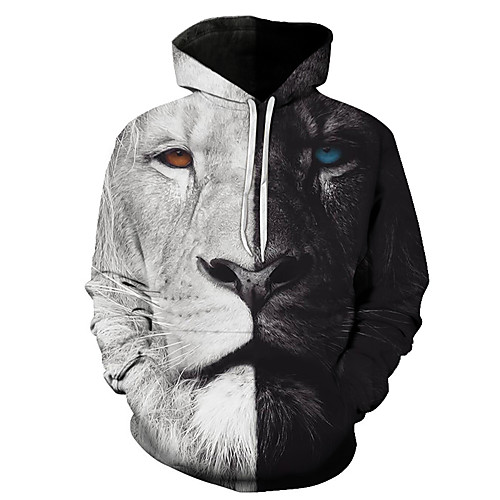 

Men's Hoodie Graphic Animal Hooded Daily Basic Hoodies Sweatshirts Black