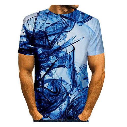 

Men's T shirt Graphic Short Sleeve Daily Tops Basic Elegant Blue