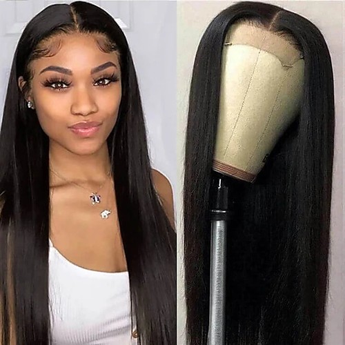 

Remy Human Hair Lace Front Wig Free Part style Brazilian Hair Straight Natural Wig 150% Density Women Best Quality Hot Sale For Black Women Women's Medium Length Human Hair Lace Wig
