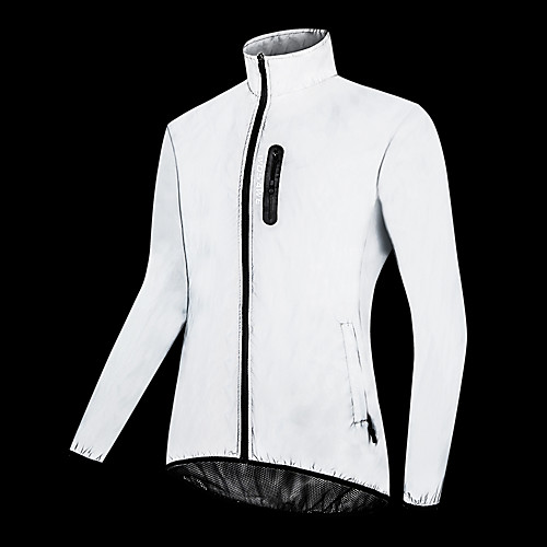 

WOSAWE Men's Long Sleeve Cycling Jacket Silver Bike Jersey Top Road Bike Cycling Windproof Warm Sports Clothing Apparel