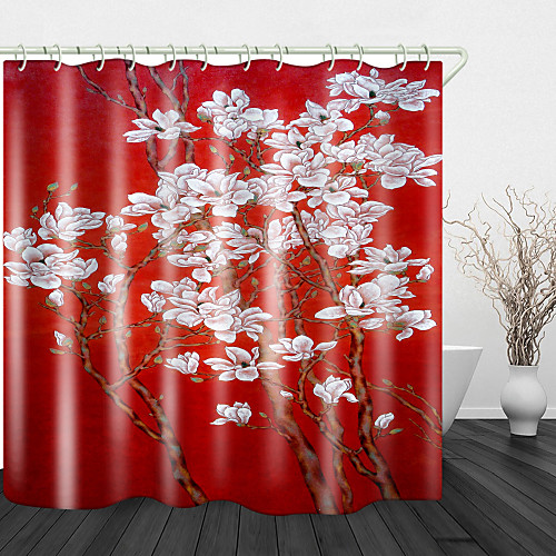 

Magnolia Digital Print Waterproof Fabric Shower Curtain For Bathroom Home Decor Covered Bathtub Curtains Liner Includes With Hooks