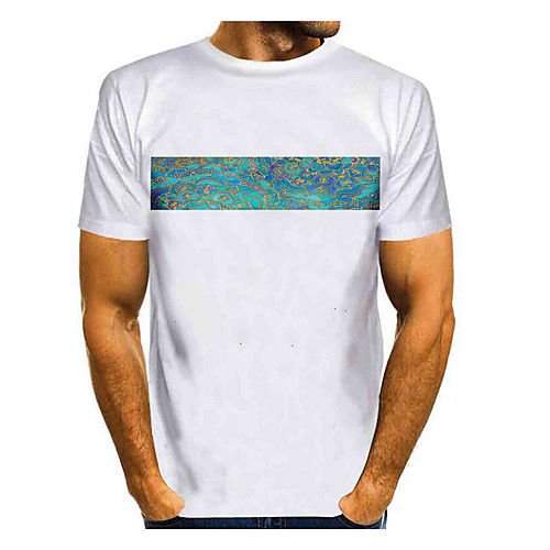 

Men's T shirt 3D Print Graphic Short Sleeve Daily Tops Basic White