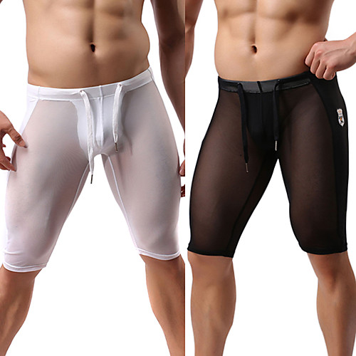 

Men's Sports Underwear Compression Shorts Athleisure Shorts Cropped Leggings Capris See Through Drawstring Mesh Fitness Gym Workout Running Walking Jogging Breathable Quick Dry Moisture Permeability