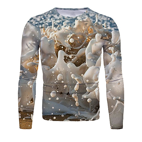 

Men's T shirt Graphic Long Sleeve Daily Tops Basic Elegant White
