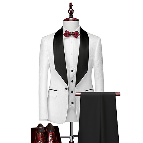 

Tuxedos Standard Fit Shawl Collar Single Breasted One-button Polyester Solid Colored