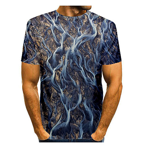 

Men's T shirt Graphic Short Sleeve Daily Tops Basic Elegant Gray