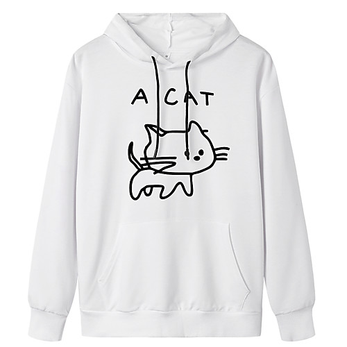 

Women's Pullover Hoodie Sweatshirt Cat Daily Weekend Basic Casual Hoodies Sweatshirts White Black Blue