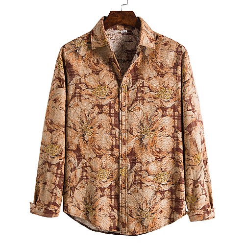 

Men's Shirt Other Prints Graphic Long Sleeve Daily Tops Khaki