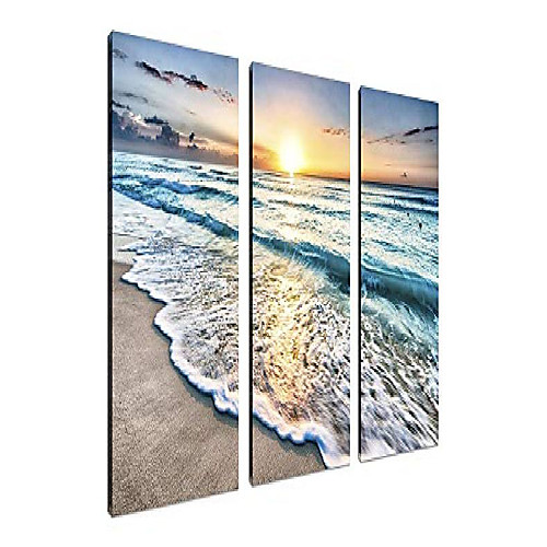 

3 panel beach canvas wall art for home decor blue sea sunset white beach painting the picture print on canvas seascape the pictures for home decor decoration,ready to hang