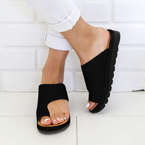 

Women's Sandals Flat Sandals Bunion Sandals Summer Flat Heel Open Toe Casual Daily Solid Colored PU Leopard / Black / Purple
