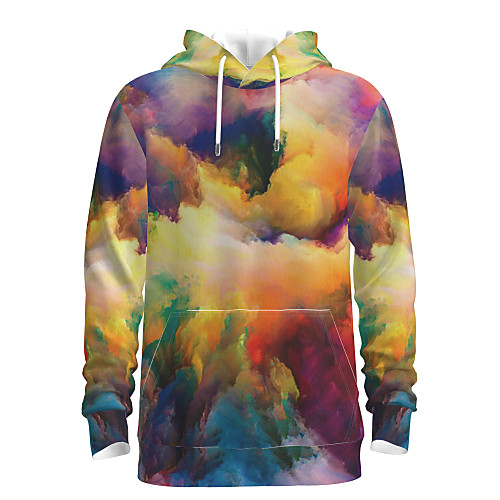 

Men's Pullover Hoodie Sweatshirt Graphic Tie Dye Daily 3D Print Basic Hoodies Sweatshirts Yellow
