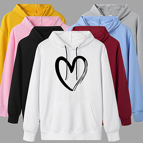 

Women's Hoodie Pullover Cartoon Hoodie Heart Sport Athleisure Hoodie Top Long Sleeve Warm Soft Oversized Comfortable Everyday Use Exercising General Use / Winter