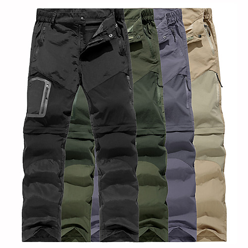 

Men's Hiking Pants Convertible Pants / Zip Off Pants Summer Outdoor Waterproof Breathable Quick Dry Stretchy Pants / Trousers Bottoms Black Army Green Grey Khaki Camping / Hiking Hunting Fishing S M