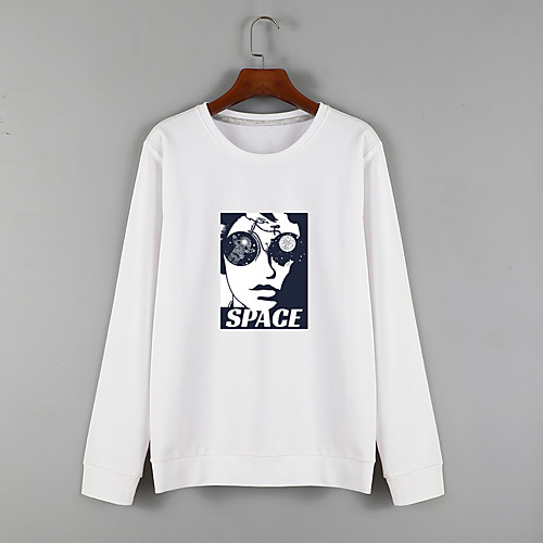 

Women's Sweatshirt Pullover Black White Blue Cartoon Crew Neck Fleece Person Cute Letter & Number Sport Athleisure Sweatshirt Top Long Sleeve Warm Soft Comfortable Everyday Use Causal Exercising