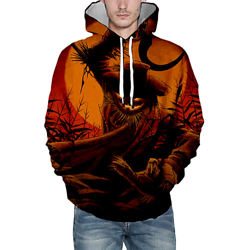 

Men's Halloween Pullover Hoodie Sweatshirt Graphic Hooded Casual Halloween Hoodies Sweatshirts Yellow