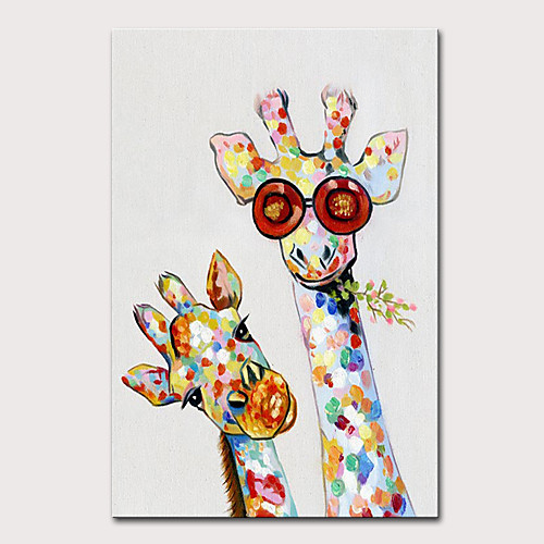 

Oil Painting Hand Painted Vertical Animals Pop Art Modern Rolled Canvas (No Frame)