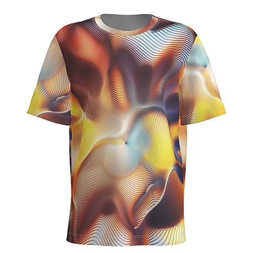 

Men's T shirt 3D Print Graphic Abstract Short Sleeve Daily Tops Basic Yellow