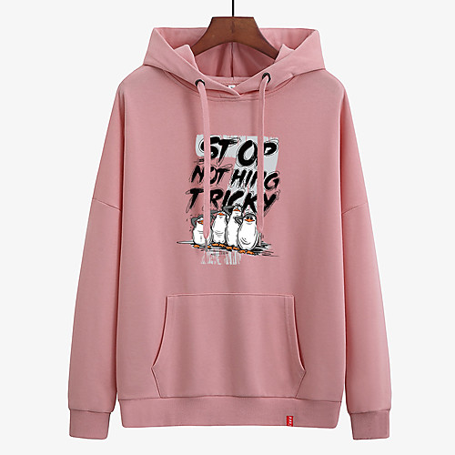 

Women's Hoodie Pullover Black White Pink Cartoon Hoodie Crew Neck Cotton Animal Patterned Cute Sport Athleisure Hoodie Top Long Sleeve Breathable Warm Soft Comfortable Everyday Use Causal Exercising