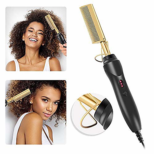 

electric hot comb r wand hair curling irons straightening comb hot electric titanium alloy hair comb, hair straightener brush straightening comb for afro hair electric straightening comb