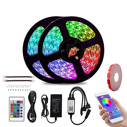 

2x5M Flexible LED Strip Lights Light Sets RGB Tiktok Lights Smart Lights 300 LEDs SMD5050 10mm 1Set Mounting Bracket Waterproof APP Control Cuttable 100-240 V 1 set