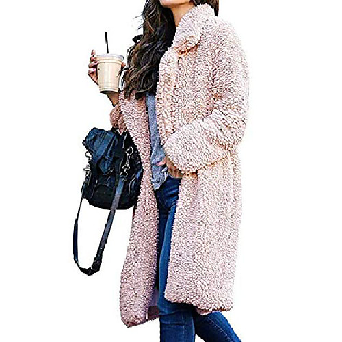 

womens fleece open front coat outerwear pink-xxl