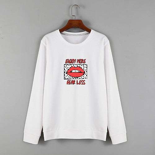 

Women's Sweatshirt Pullover Black White Blue Cartoon Crew Neck Fleece Cute Letter & Number Sport Athleisure Sweatshirt Top Long Sleeve Warm Soft Comfortable Everyday Use Causal Casual General Use