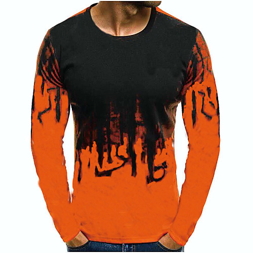 

Men's T shirt 3D Long Sleeve Daily Tops White Red Army Green
