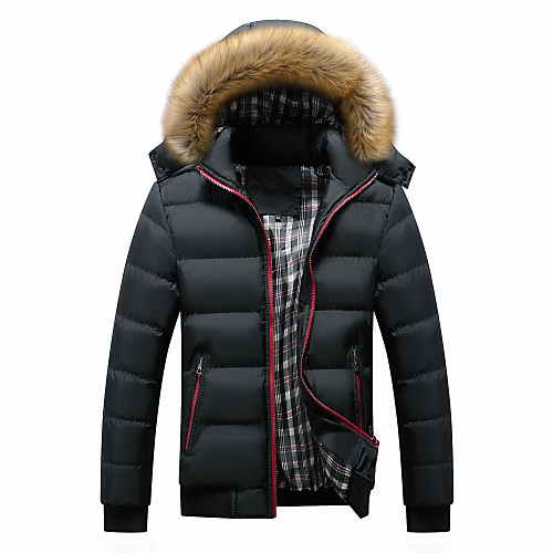 

Men's Padded Parka Solid Colored Long Black / Blue / Red M / L / XL / Loose