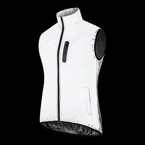 

WOSAWE Men's Sleeveless Cycling Jersey Silver Solid Color Bike Windproof Warm Sports Solid Color Clothing Apparel