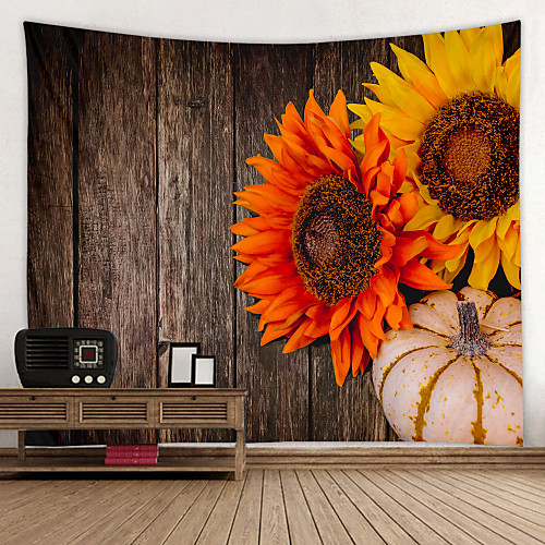 

Sunflower And Pumpkin Digital Printed Tapestry Decor Wall Art Tablecloths Bedspread Picnic Blanket Beach Throw Tapestries Colorful Bedroom Hall Dorm Living Room Hanging