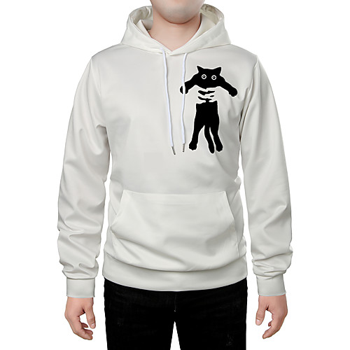 

Men's Hoodie Graphic Animal Daily Going out 3D Print Casual Hoodies Sweatshirts White